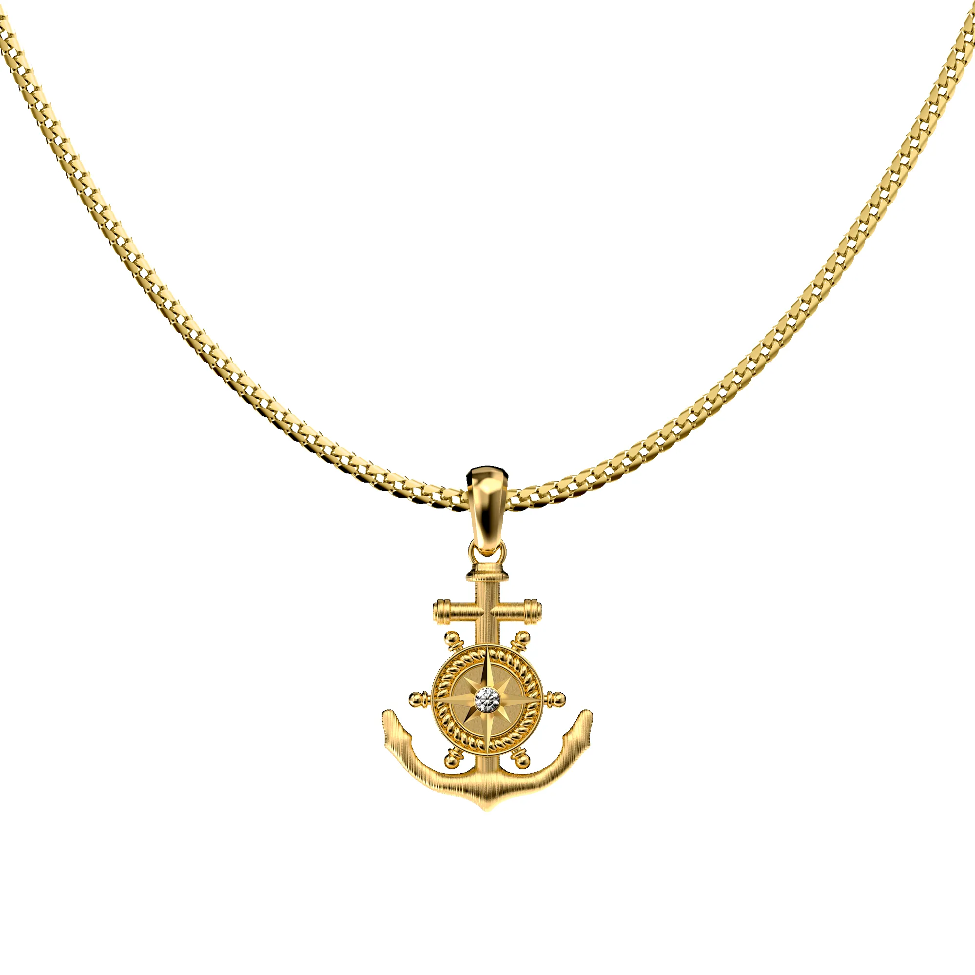 'Mariner' Anchor Necklace, White Diamond sold by Pascal Design Official