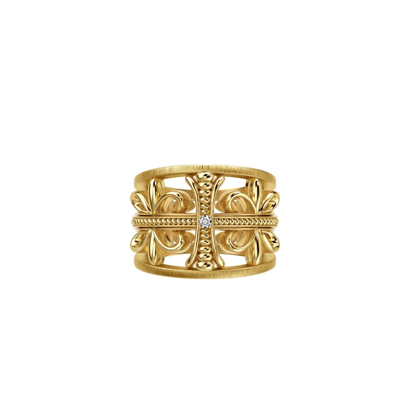 Regalia Cross Band Ring, White Diamond made by Pascal Design Official