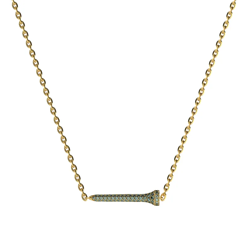 'The Golf' Tee Necklace, Green Diamond Pavé made by Pascal Design Official