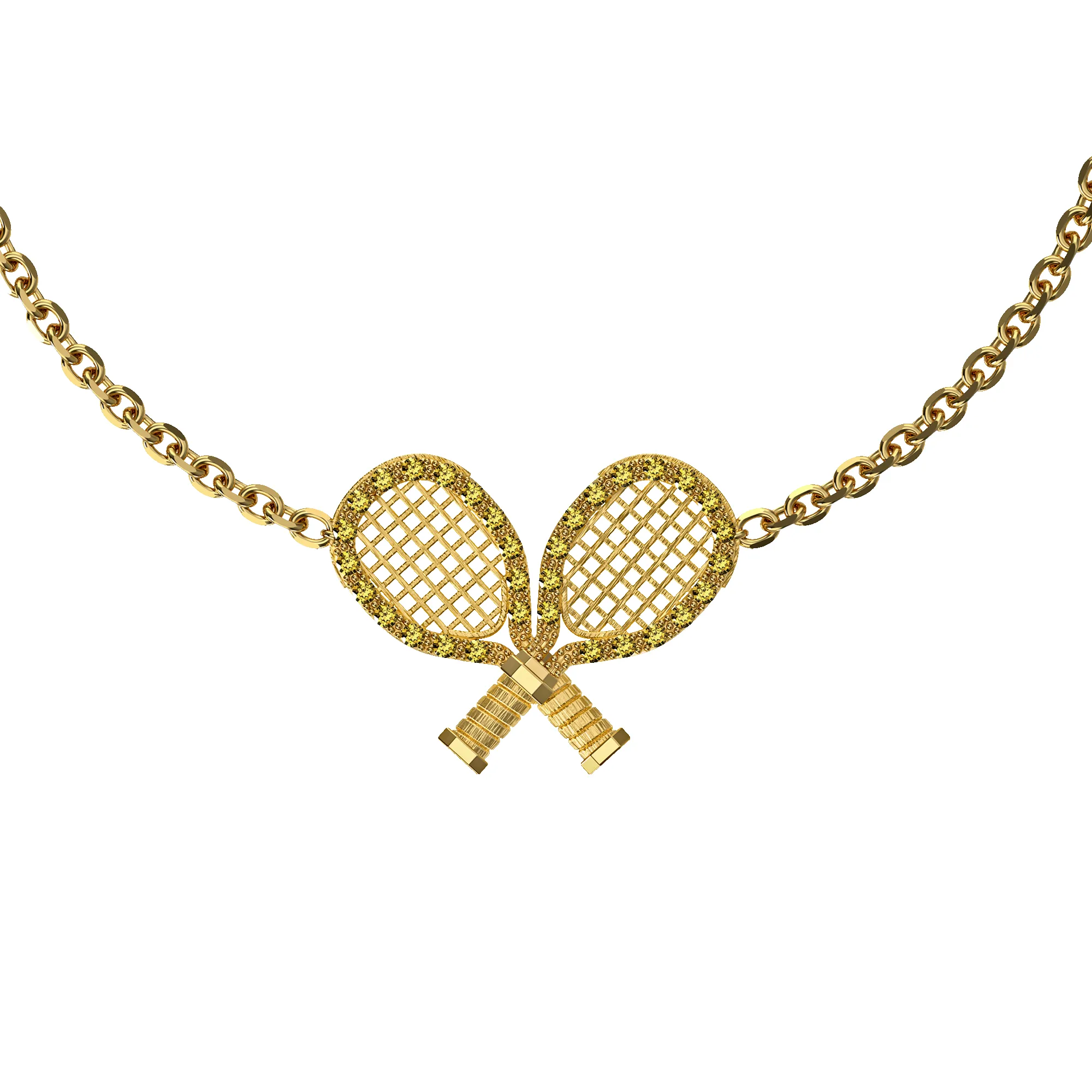 'The Tennis' Two Rackets Bracelet, Yellow Diamond Halo sold by Pascal Design Official product image thumbnail 3
