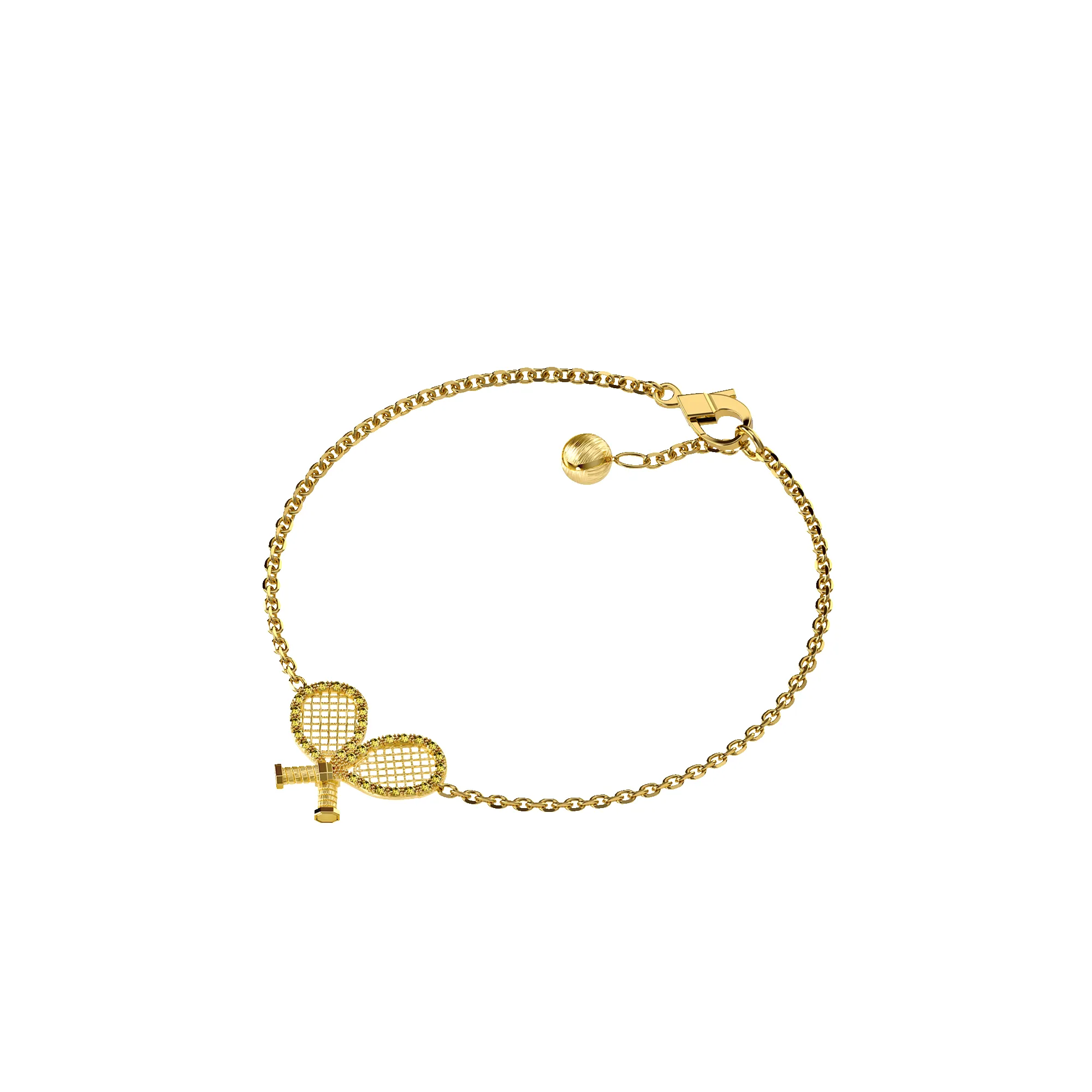 'The Tennis' Two Rackets Bracelet, Yellow Diamond Halo sold by Pascal Design Official product image thumbnail 2