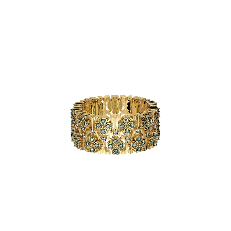 'Lucky Clover' Statement Ring, Green Diamond Pavé made by Pascal Design Official