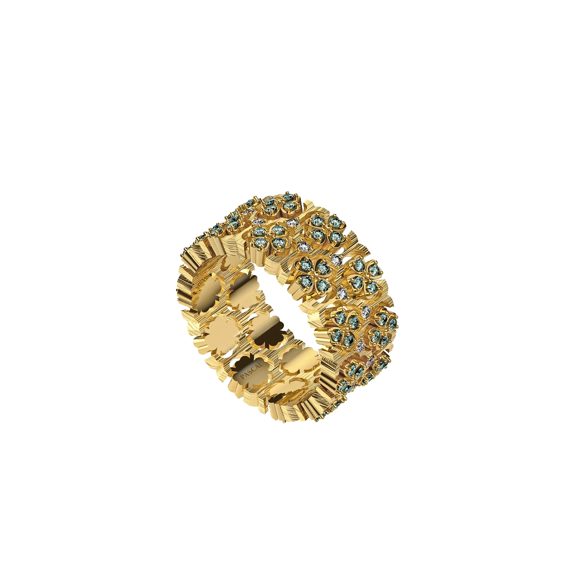 'Lucky Clover' Statement Ring, Green Diamond Pavé sold by Pascal Design Official product image thumbnail 2