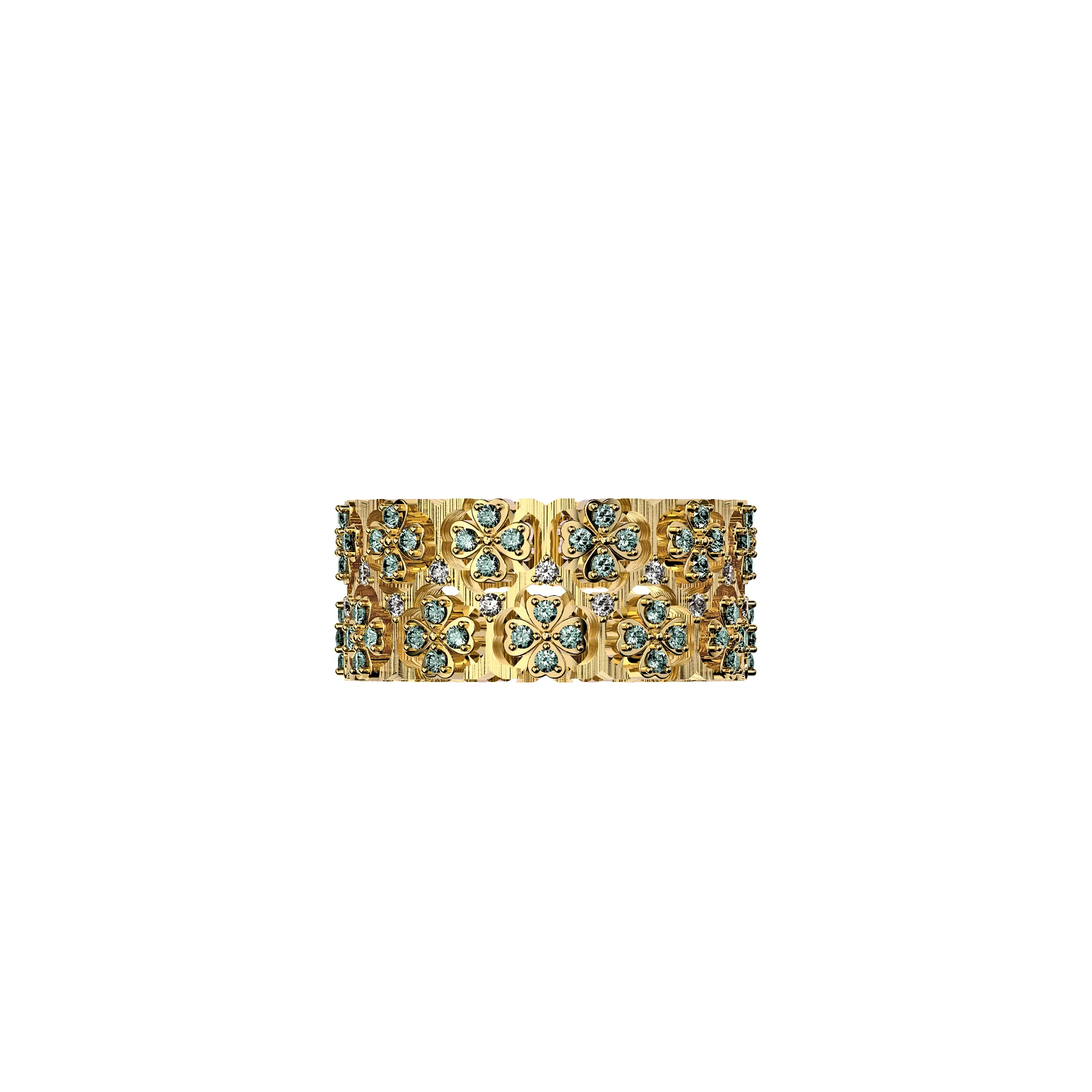 'Lucky Clover' Statement Ring, Green Diamond Pavé sold by Pascal Design Official product image thumbnail 3