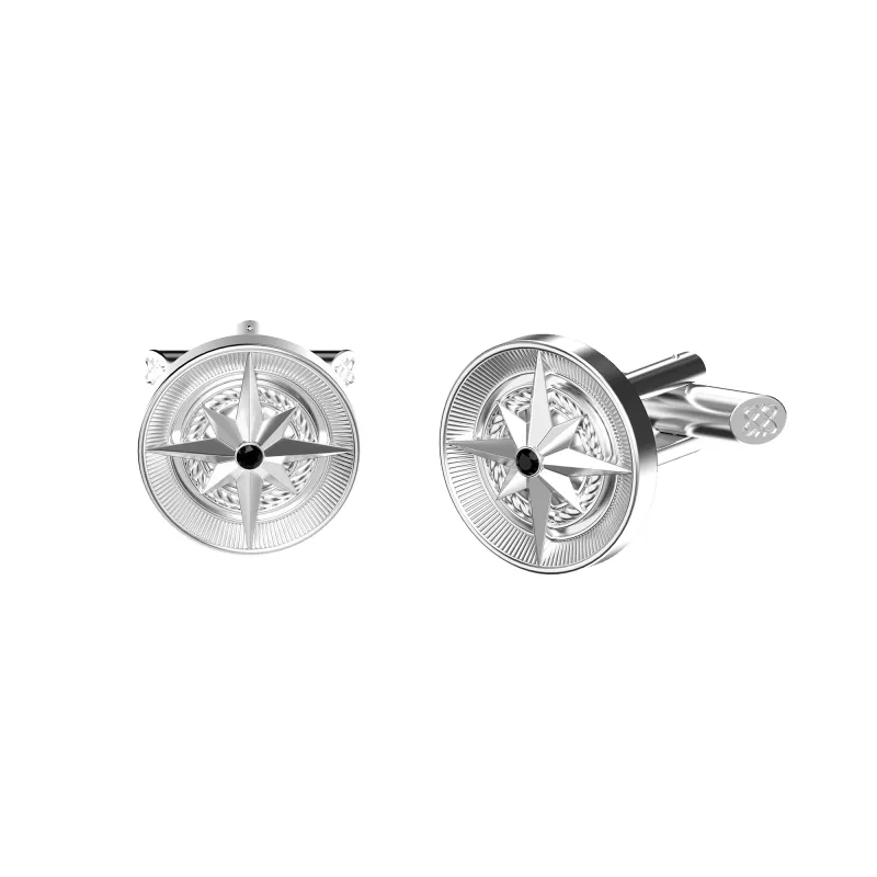 'Mariner' Compass Cufflinks, Black Diamond made by Pascal Design Official