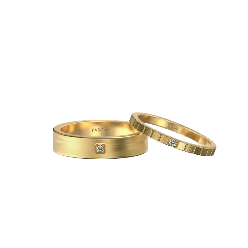 Ice Cube Diamond Couple Rings made by Pascal Design Official