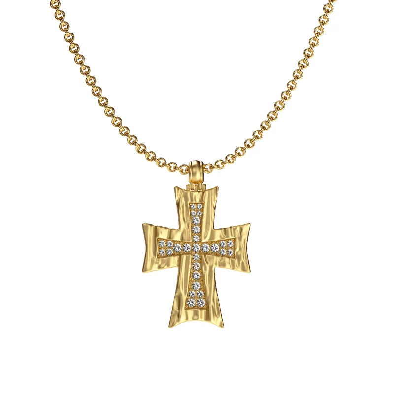 'Byzantium' Grand Cross Pendant Necklace, White Diamond made by Pascal Design Official