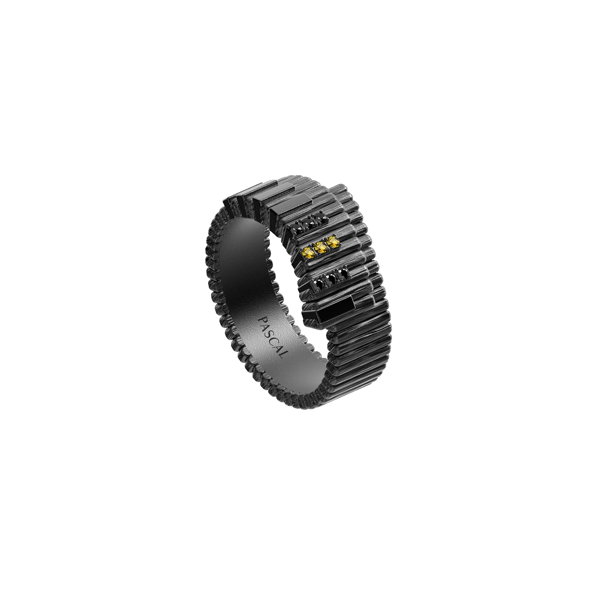 'The Jazz' Piano Titanium Ring, Yellow Diamond sold by Pascal Design Official product image thumbnail 2