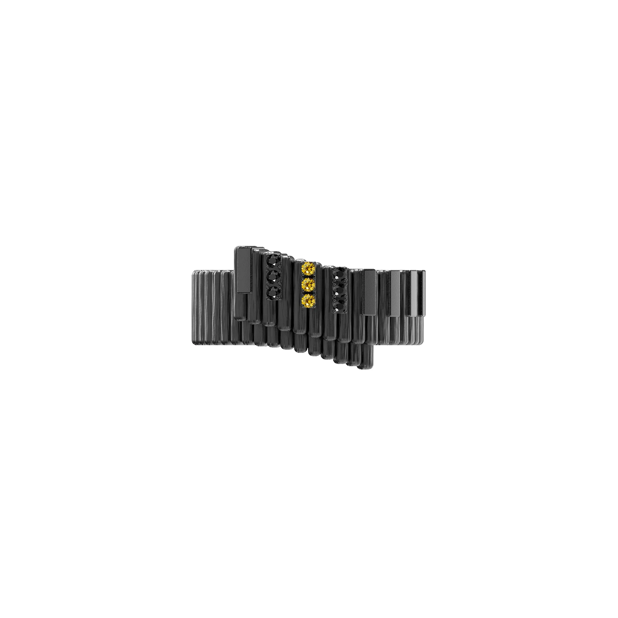 'The Jazz' Piano Titanium Ring, Yellow Diamond sold by Pascal Design Official