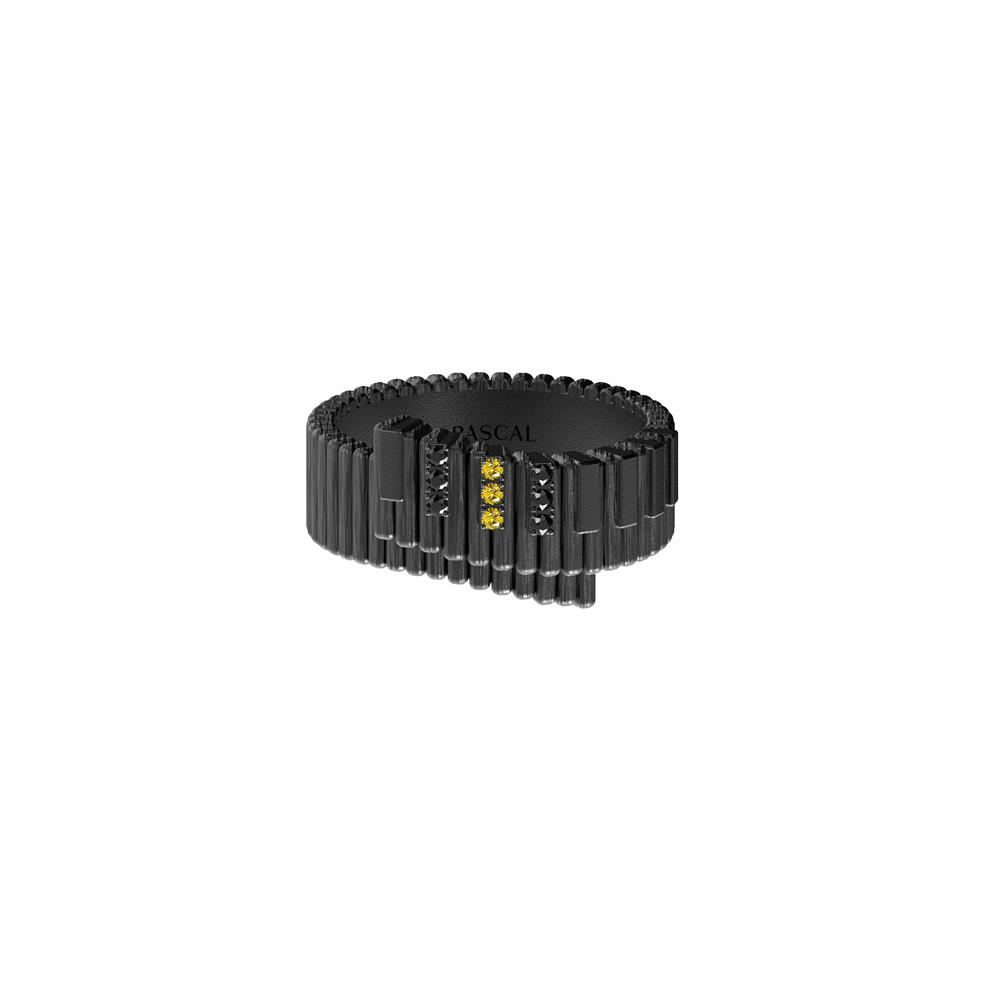 'The Jazz' Piano Titanium Ring, Yellow Diamond sold by Pascal Design Official product image thumbnail 3