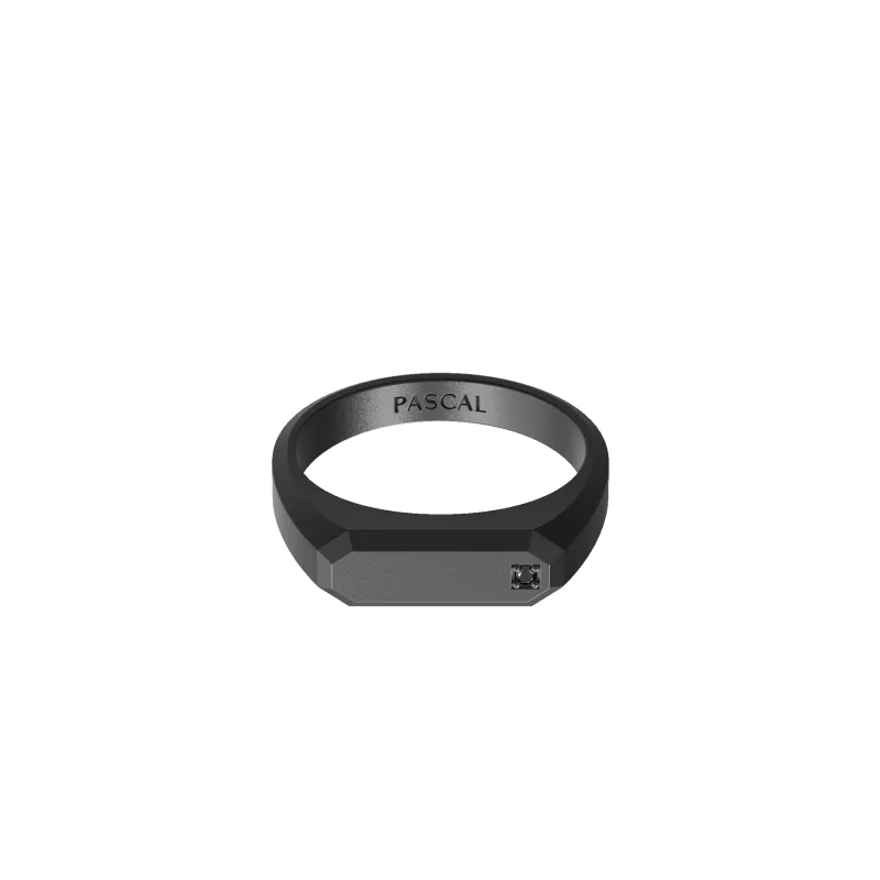 Octagon Solitaire Diamond Signet Ring made by Pascal Design Official