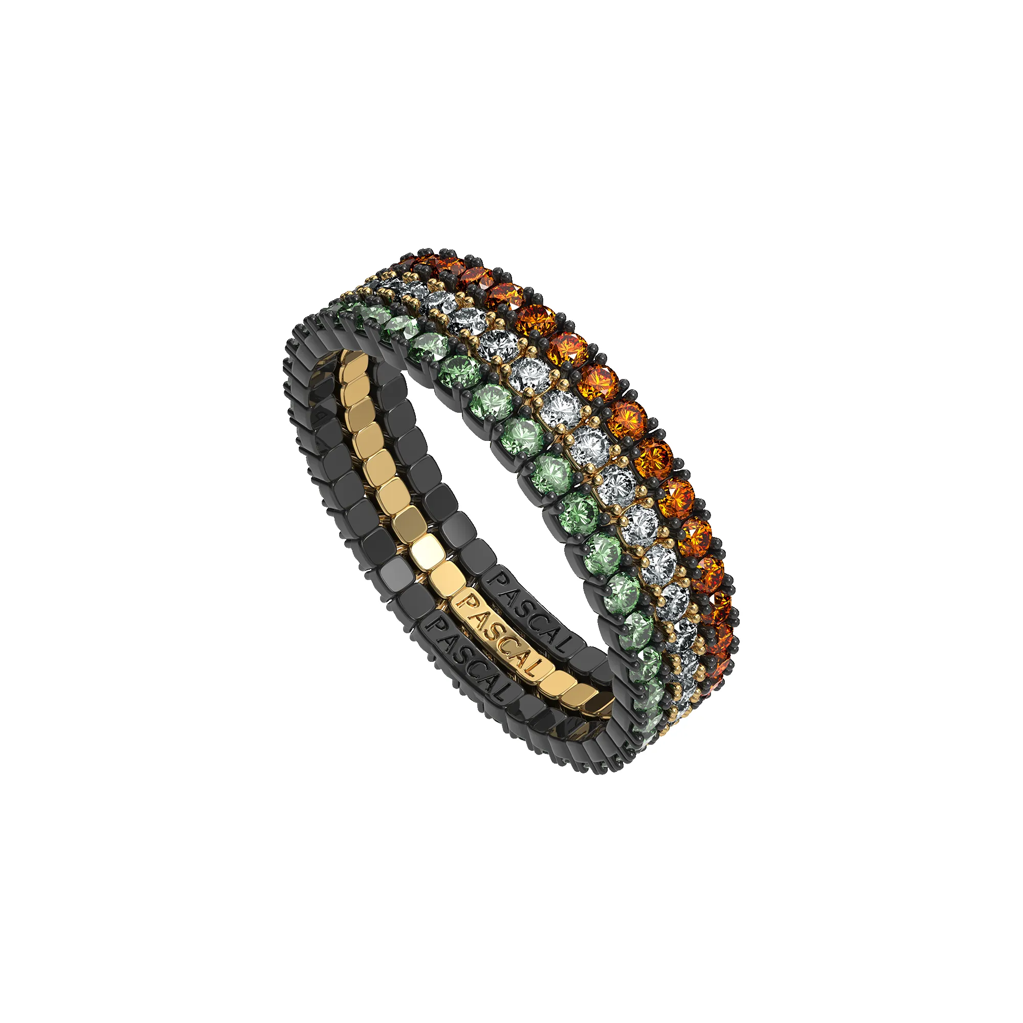 Classic Green Diamond Tennis Ring sold by Pascal Design Official product image thumbnail 4