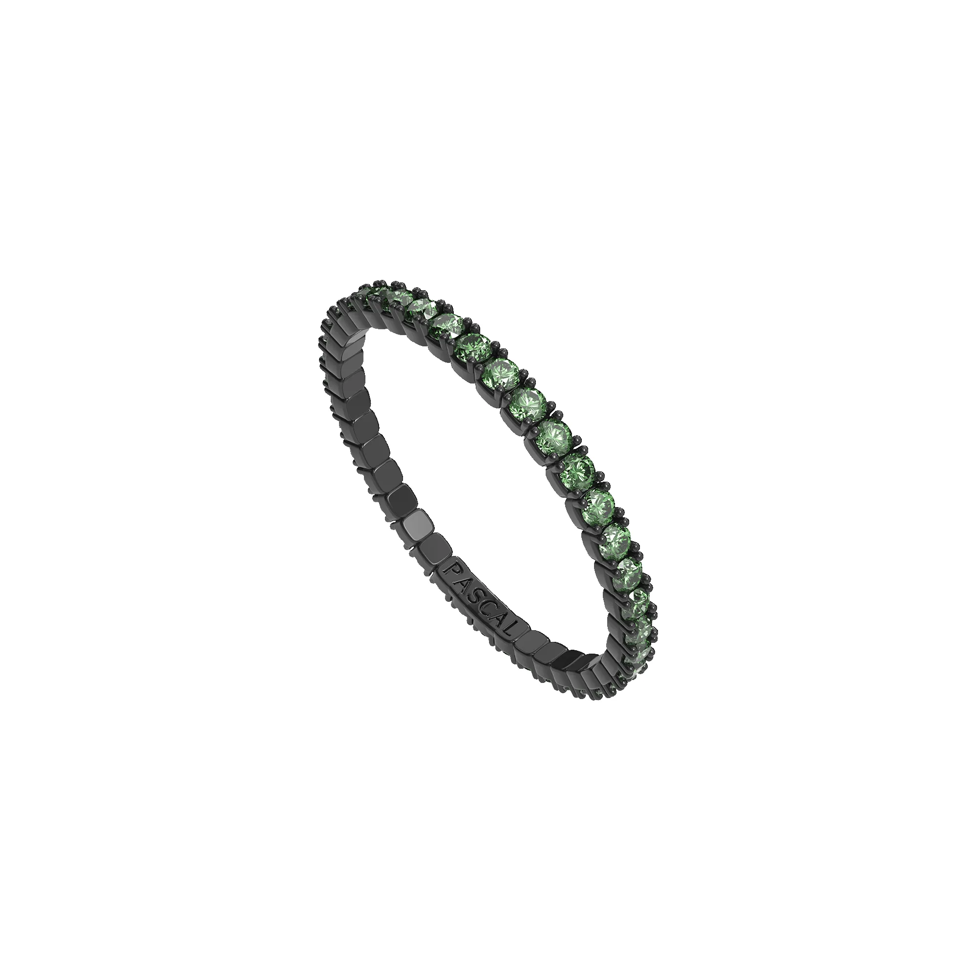 Classic Green Diamond Tennis Ring sold by Pascal Design Official product image thumbnail 2