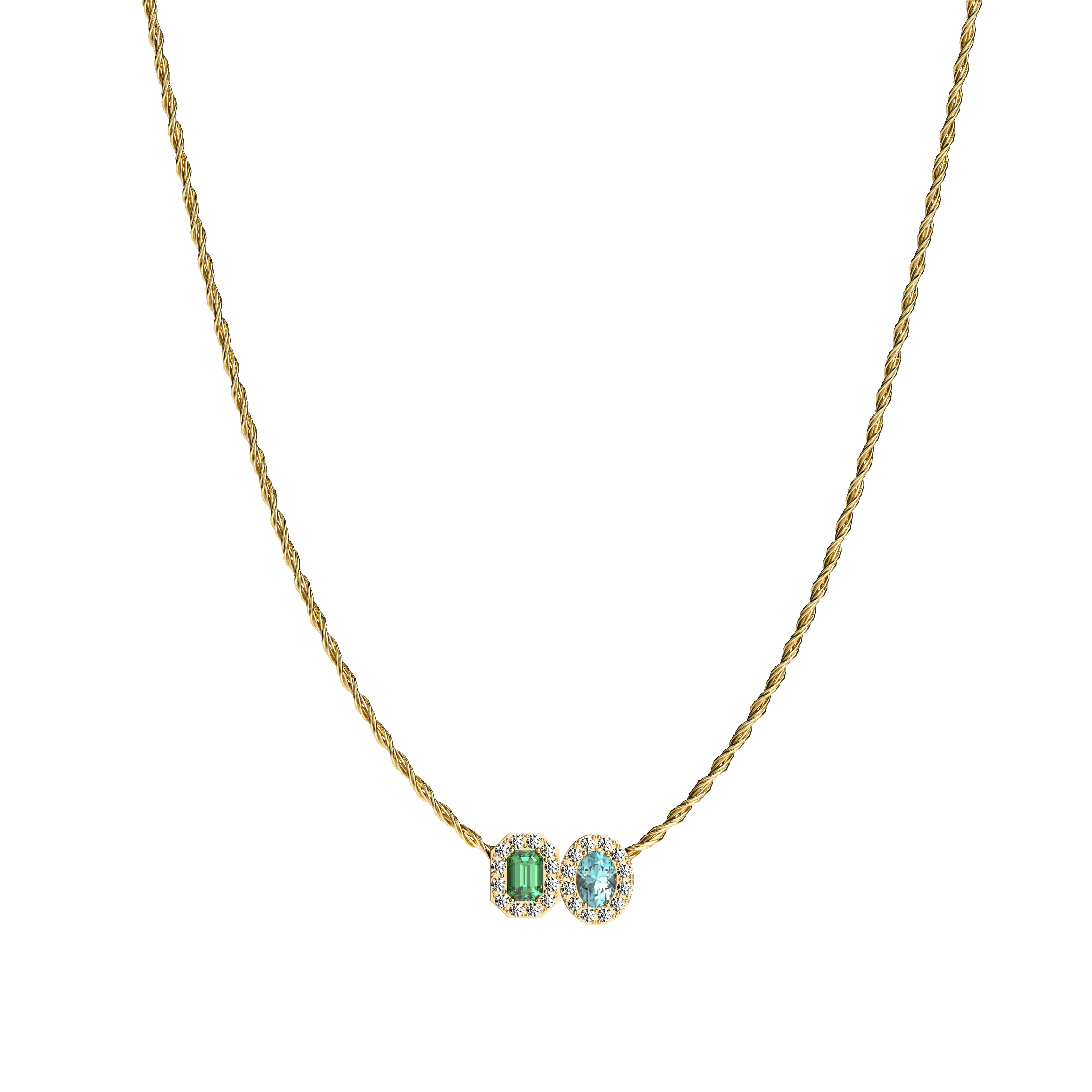 'Coastal Oasis' Double Gemstone Diamond Necklace sold by Pascal Design Official