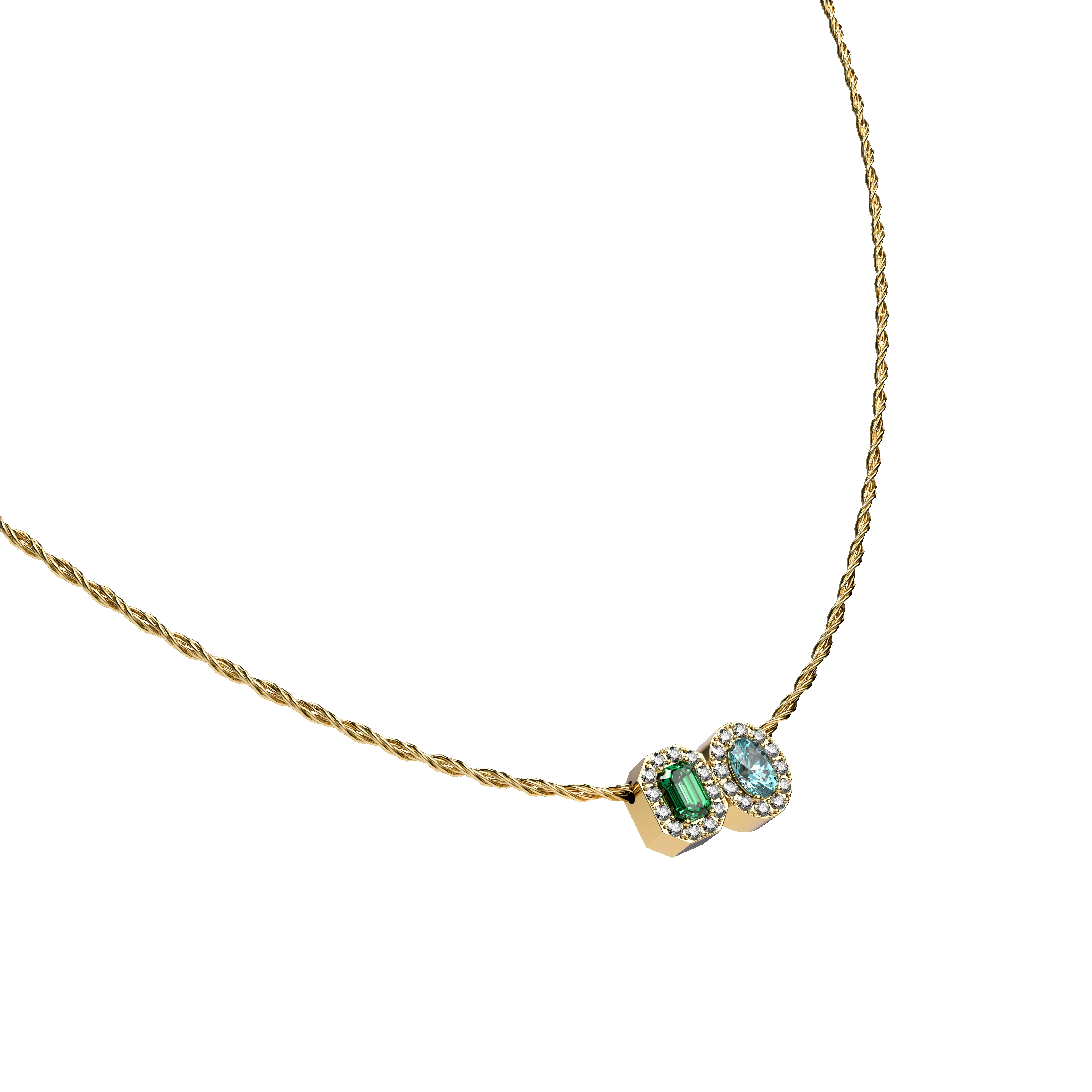 'Coastal Oasis' Double Gemstone Diamond Necklace sold by Pascal Design Official product image thumbnail 3