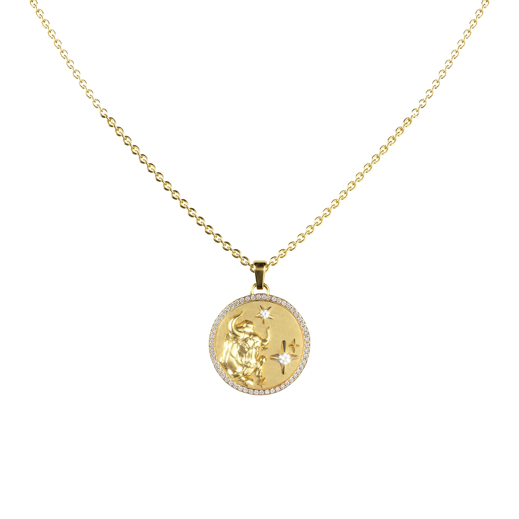 Taurus Amulet Pendant With Pave Diamond Rim sold by Pascal Design Official