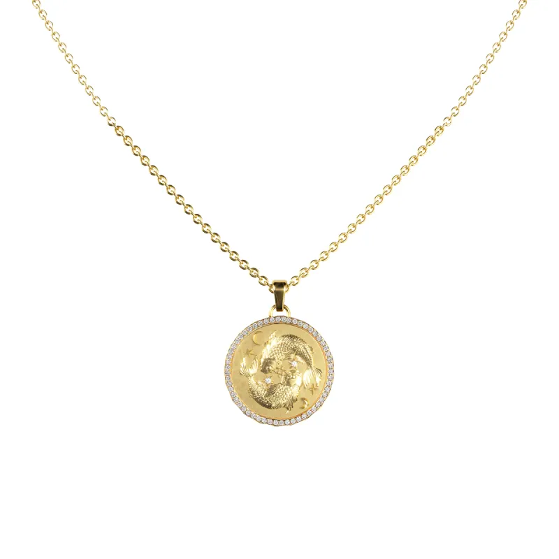 Pisces Amulet Pendant With Pave Diamond Rim sold by Pascal Design Official