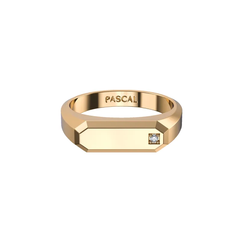 Octagon Solitaire Diamond Signet Ring sold by Pascal Design Official