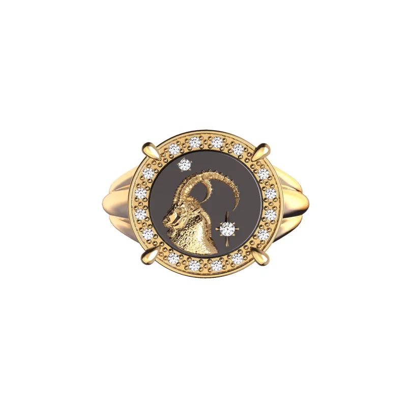 Capricorn Agate Diamond Ring sold by Pascal Design Official