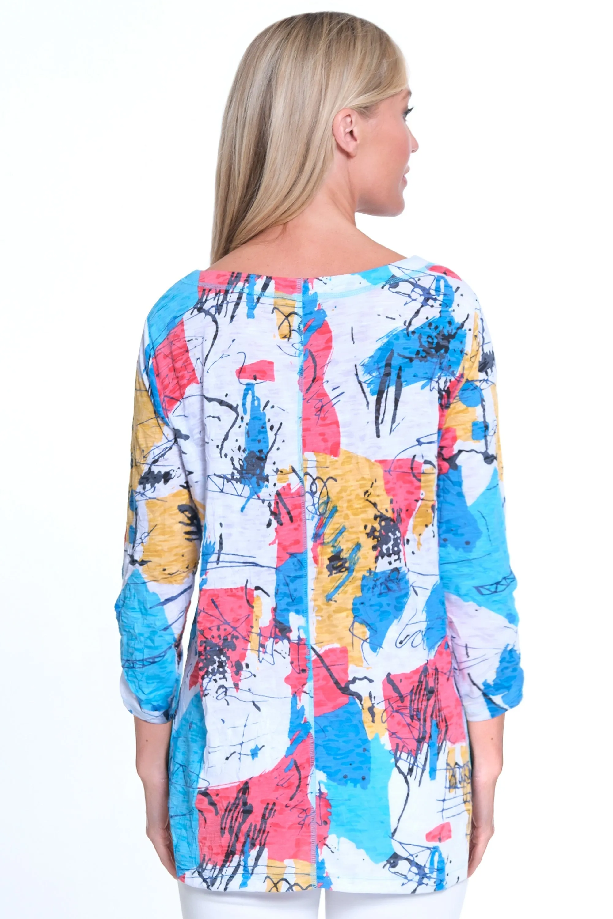 Print Knit Tunic- Petite- Abstract Multi sold by Ail Miles Clothing product image thumbnail 2