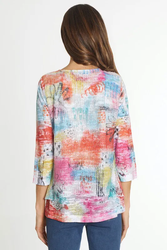 Double Layer Printed Knit Tunic- Petite - Abstract Multi sold by Ail Miles Clothing product image thumbnail 2