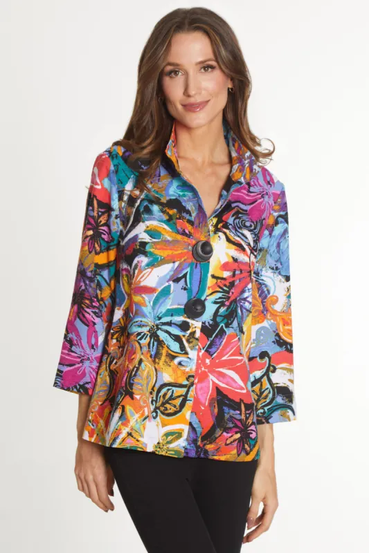 Printed Woven Jacket - Petite - Abstract Multi sold by Ail Miles Clothing