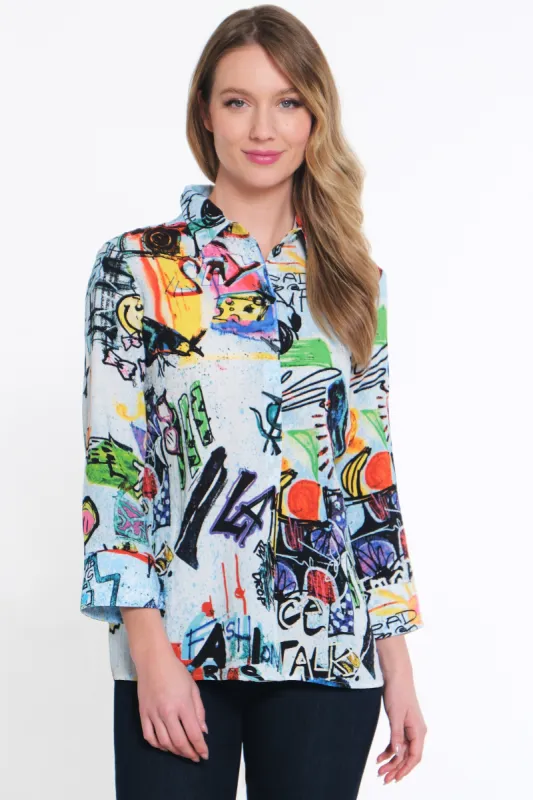 Print Button Front Tunic - Multi sold by Ail Miles Clothing