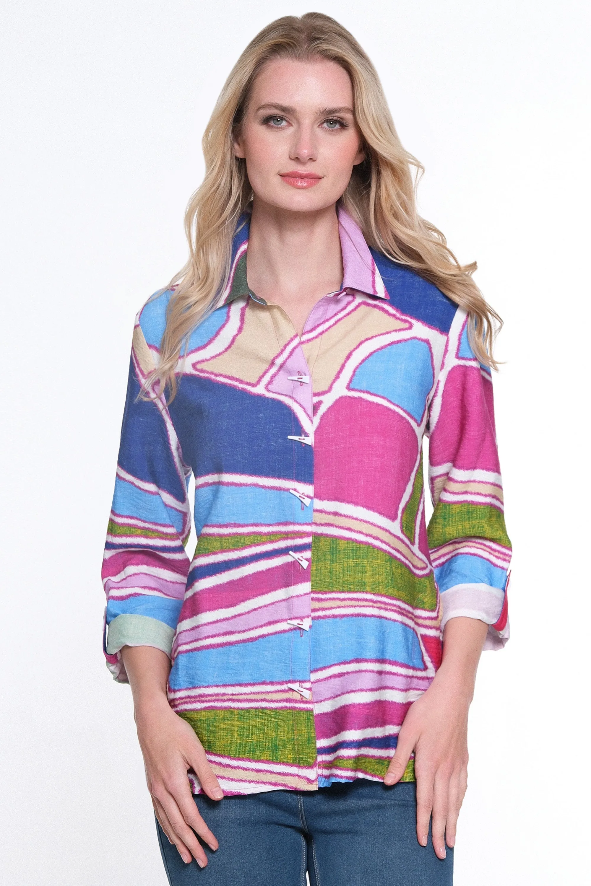 Button Front Tunic- Multi sold by Ail Miles Clothing