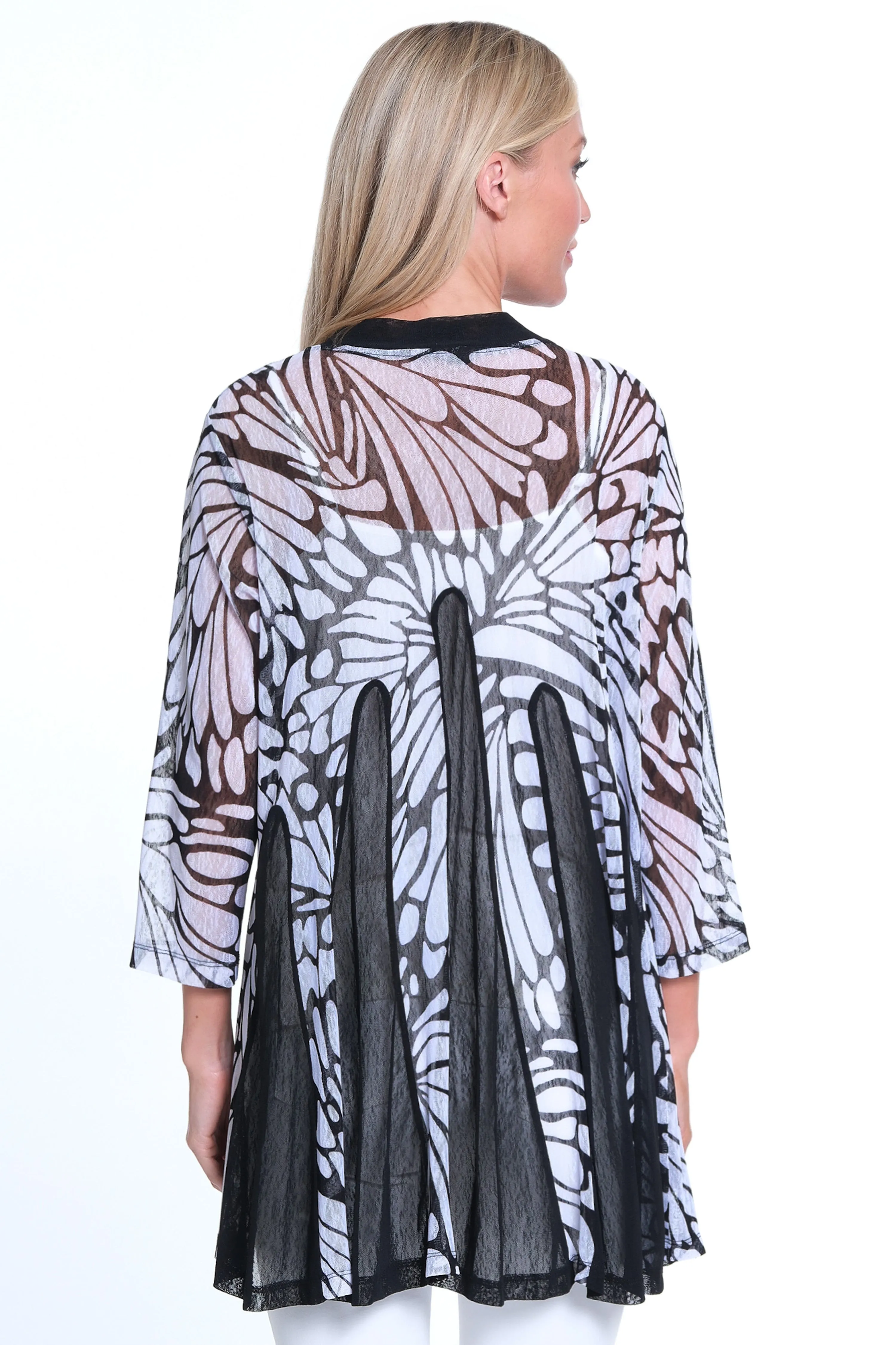 Open Front Kimono - Women's - Black/White sold by Ail Miles Clothing product image thumbnail 2