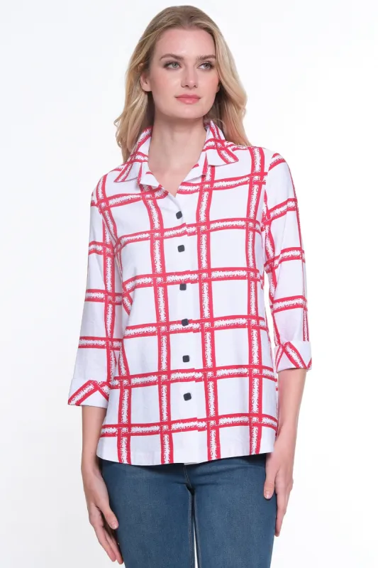 Woven Button Front Tunic-Women's- Red sold by Ail Miles Clothing