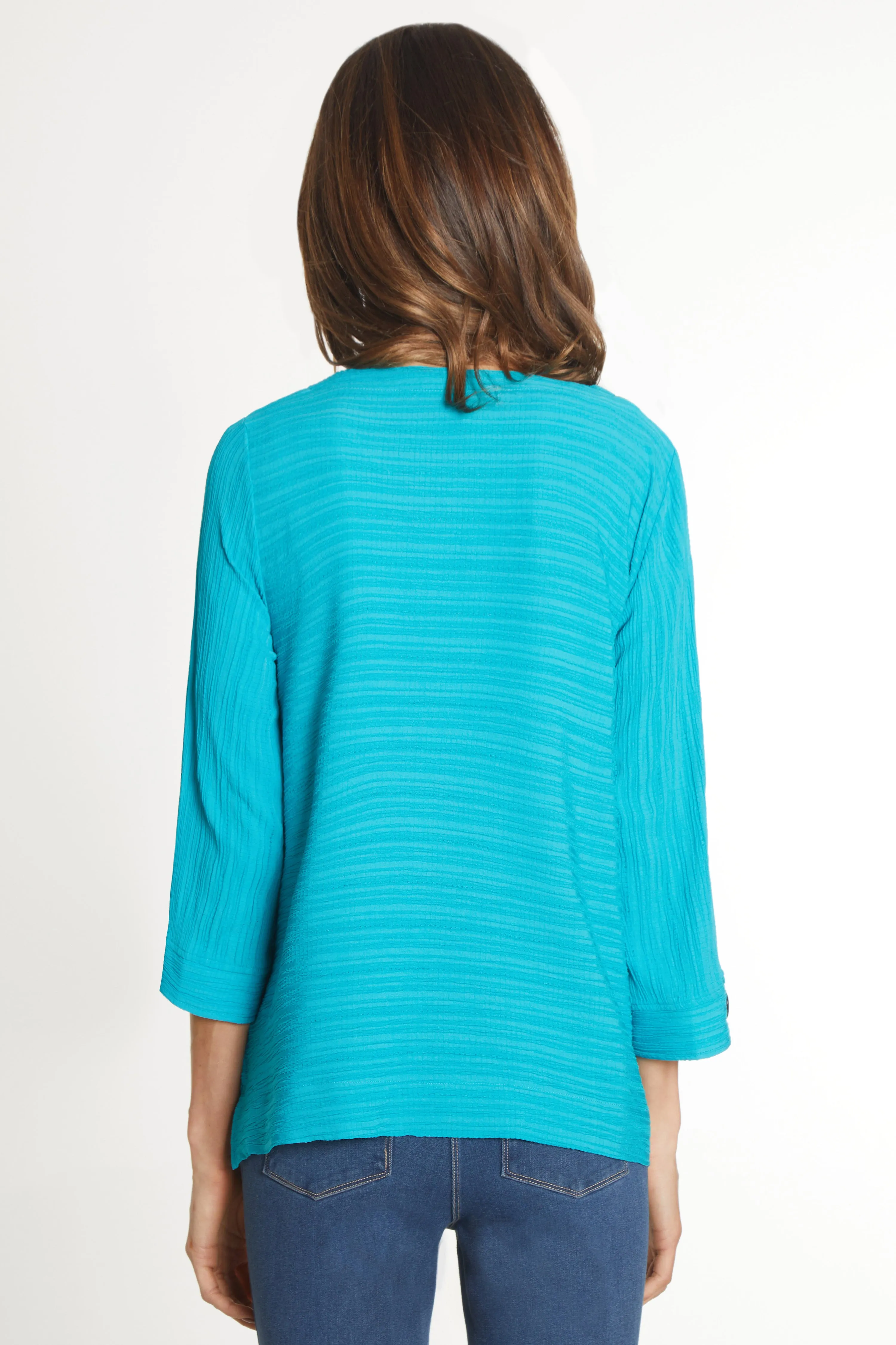 Woven Textured Jacquard Tunic - Turquoise sold by Ail Miles Clothing product image thumbnail 2