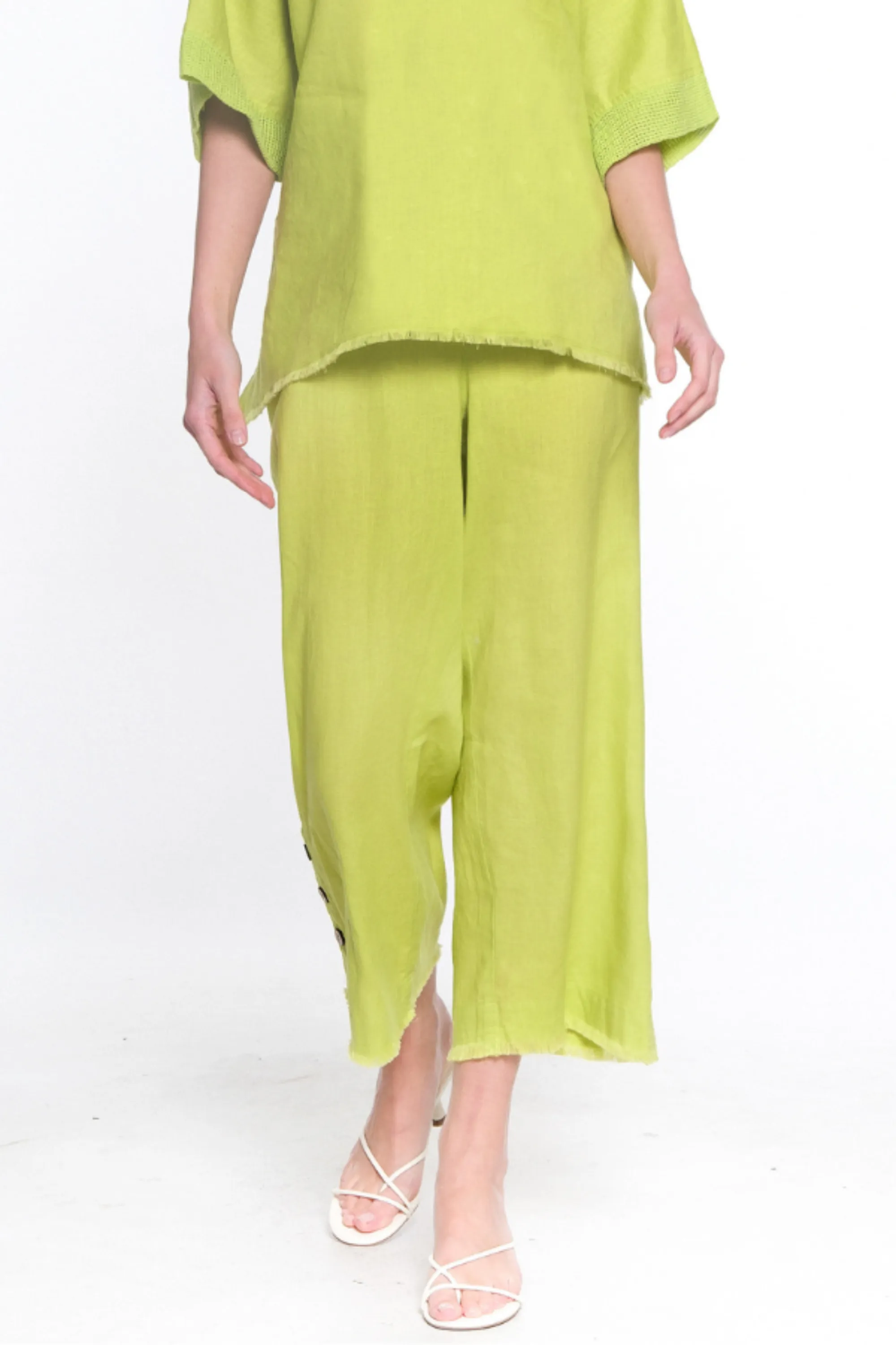 Pull On Wide Leg Pant- Lime sold by Ail Miles Clothing