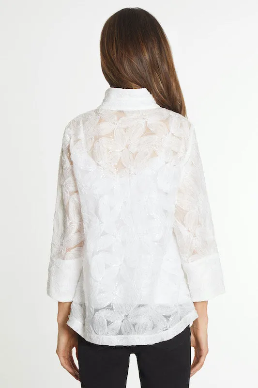 Embroidered Button Front Jacket- Women's- White sold by Ail Miles Clothing product image thumbnail 2