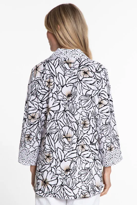 Woven Printed Button Front Tunic - Black/White sold by Ail Miles Clothing product image thumbnail 2