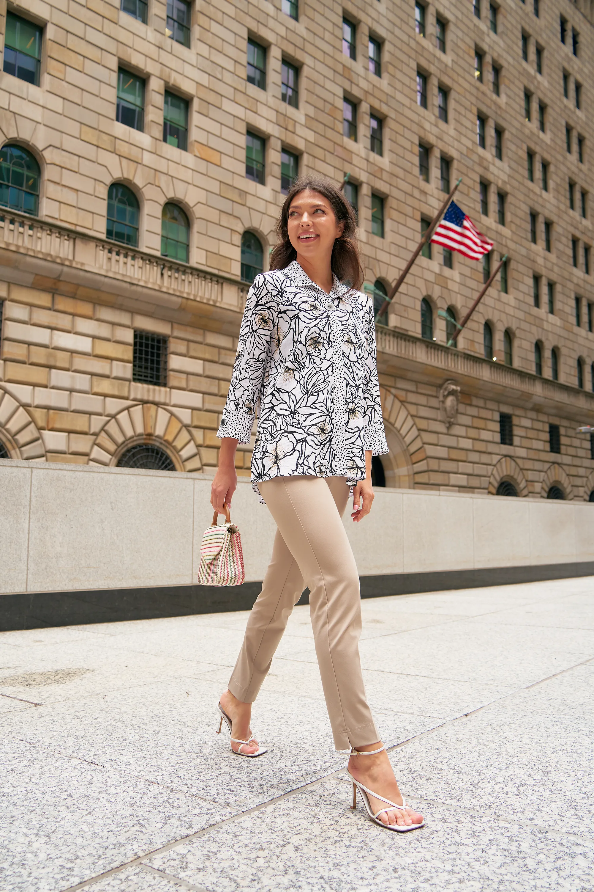 Woven Printed Button Front Tunic - Black/White sold by Ail Miles Clothing product image thumbnail 3