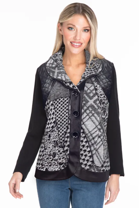 Mixed Media Jacket - Black sold by Ail Miles Clothing