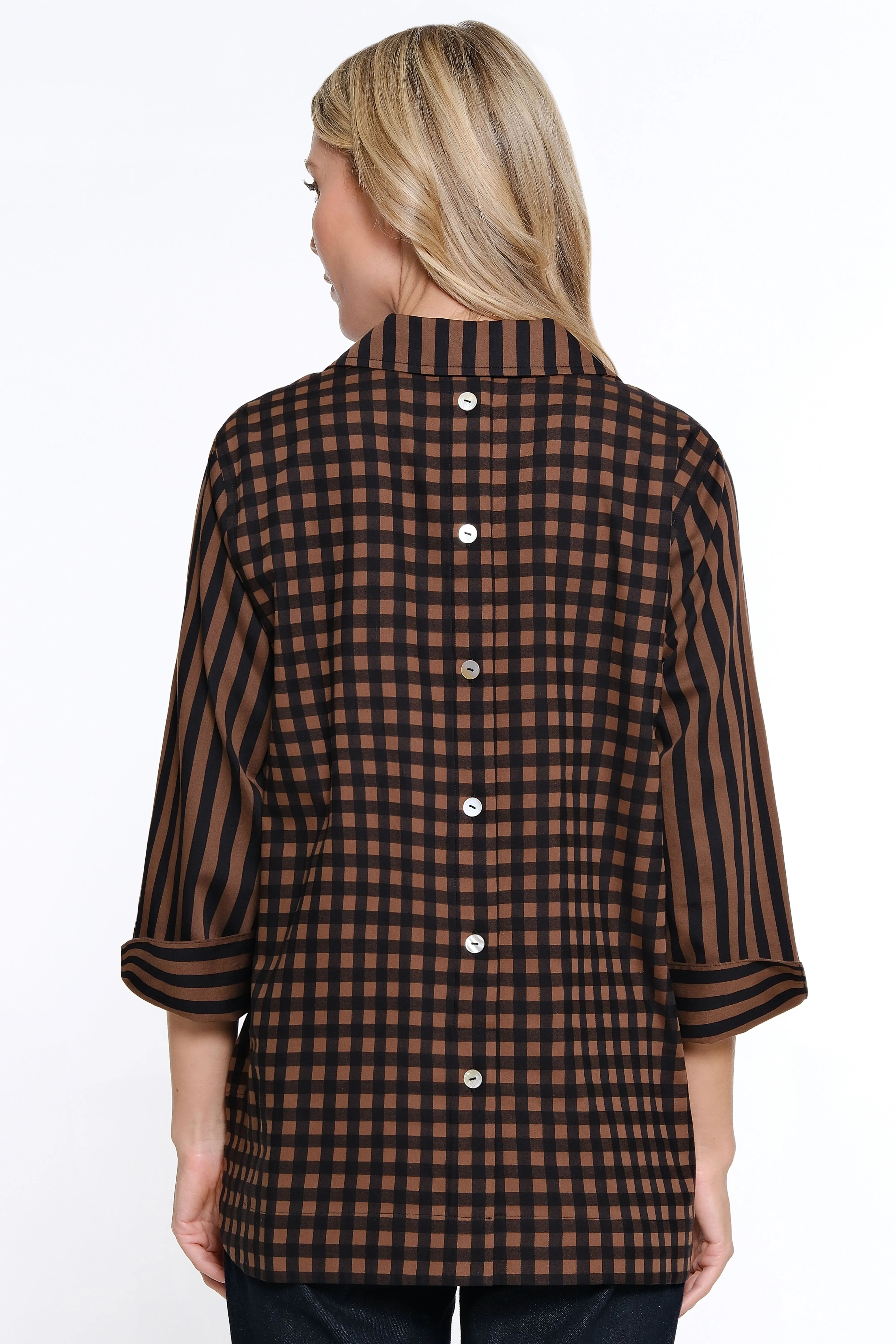 Yarn Dye Popover Button Placket Tunic - Toffee sold by Ail Miles Clothing product image thumbnail 2