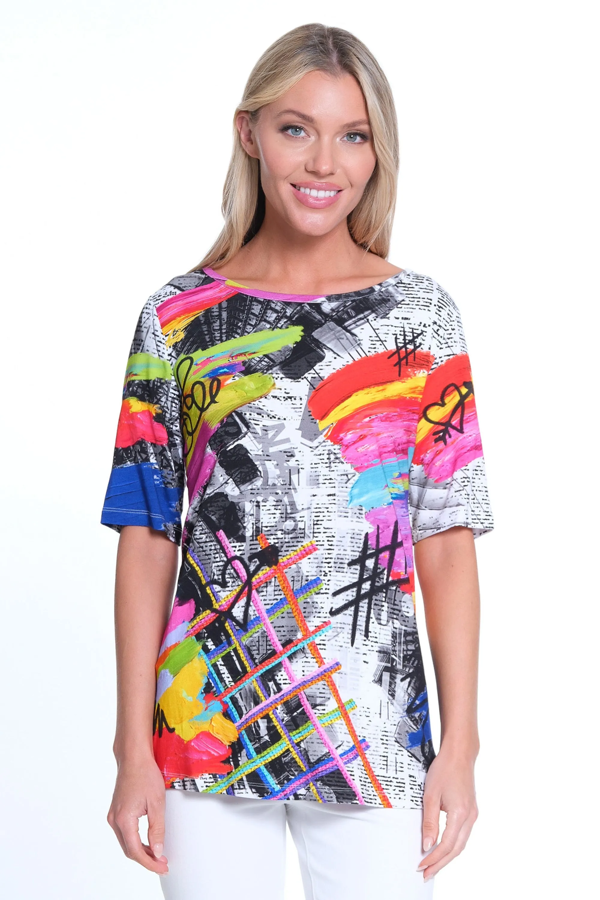 Print Knit Tunic- Multi sold by Ail Miles Clothing
