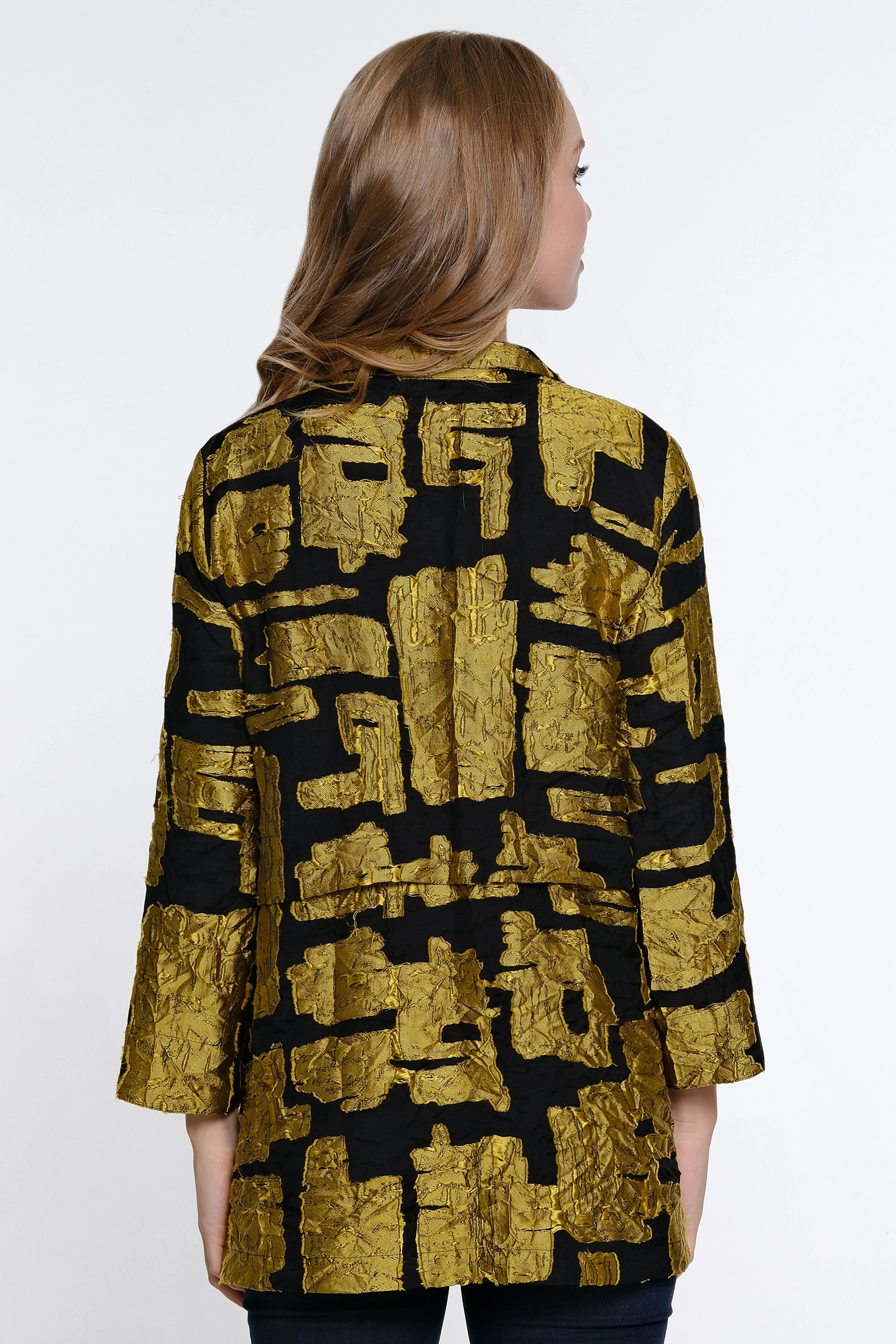 Woven Jacquard Button Front Jacket - Petite - Citron sold by Ail Miles Clothing product image thumbnail 2