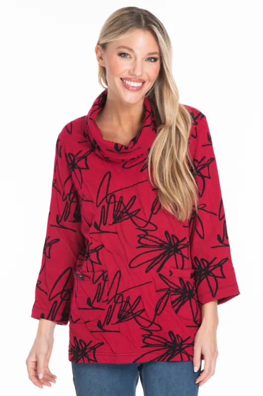 Knit Jacquard Tunic - Red sold by Ail Miles Clothing
