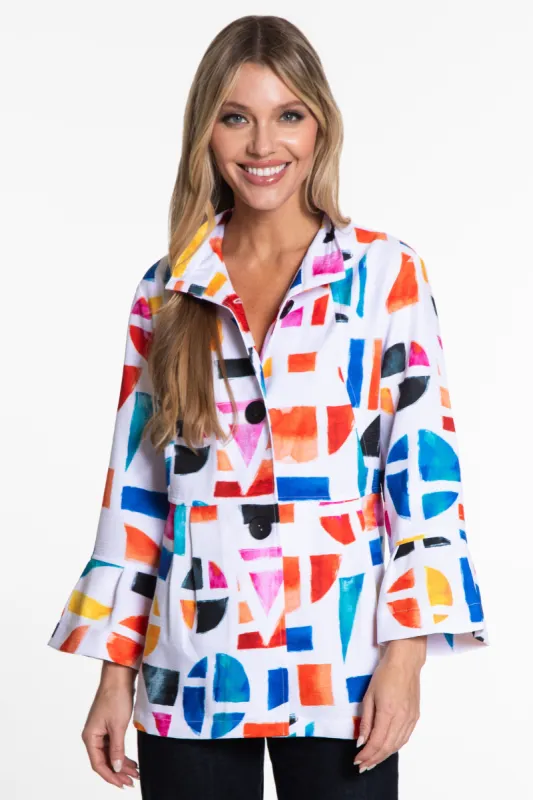 Bell Sleeve Jacket - Geo Multi sold by Ail Miles Clothing