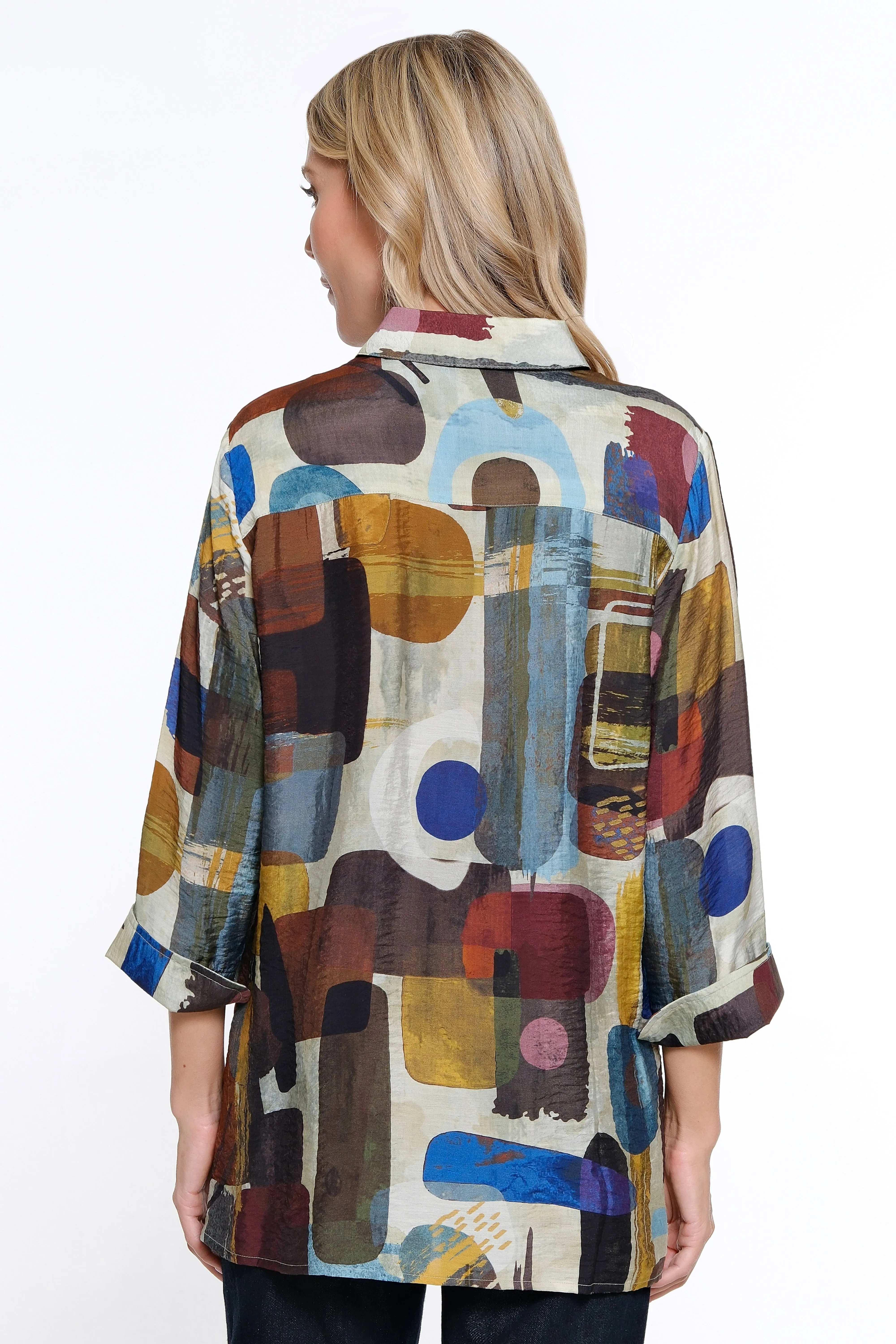Printed Woven Button Front Blouse - Women's - Abstract Multi sold by Ail Miles Clothing product image thumbnail 2