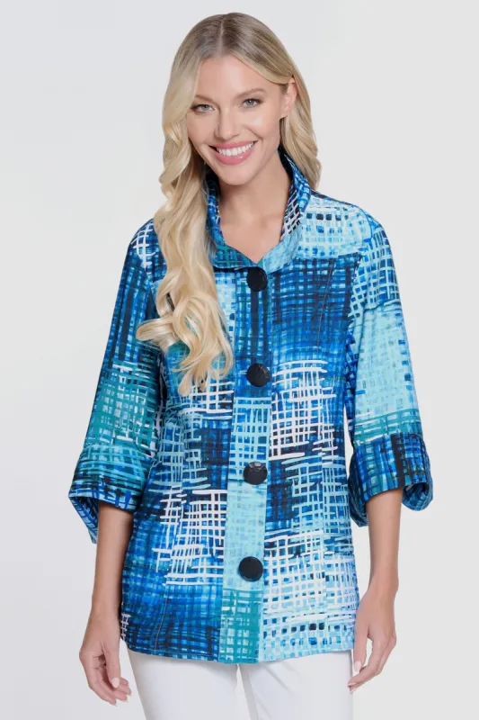 Knit Mesh Jacket - Petite - Royal Print sold by Ail Miles Clothing