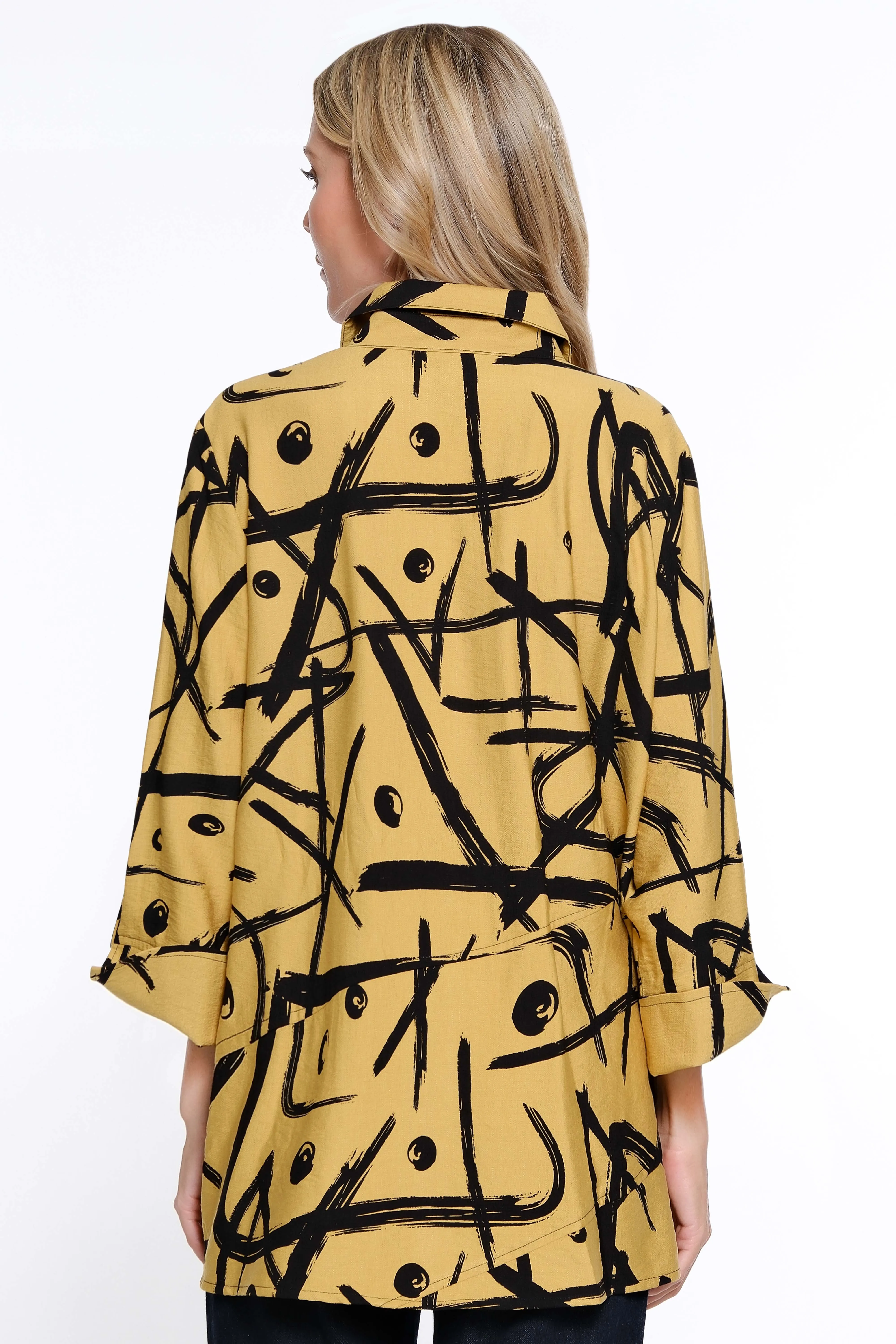 Printed Woven Button Front Blouse - Women's - Gold sold by Ail Miles Clothing product image thumbnail 2