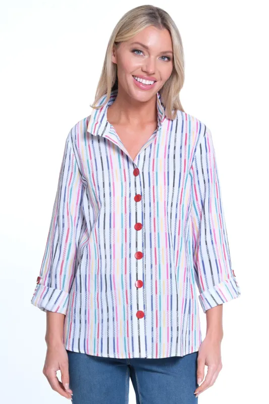 Woven Button Front Tunic- Multi sold by Ail Miles Clothing