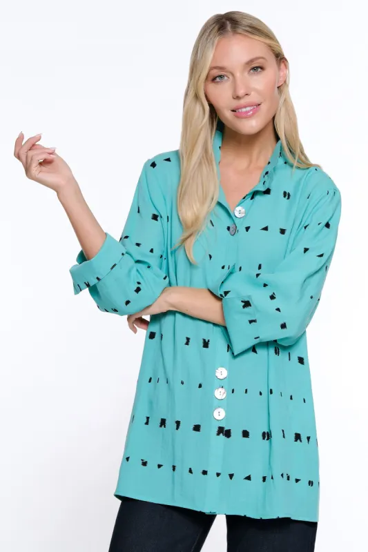 Wire Collar Button Down Tunic - Mint sold by Ail Miles Clothing