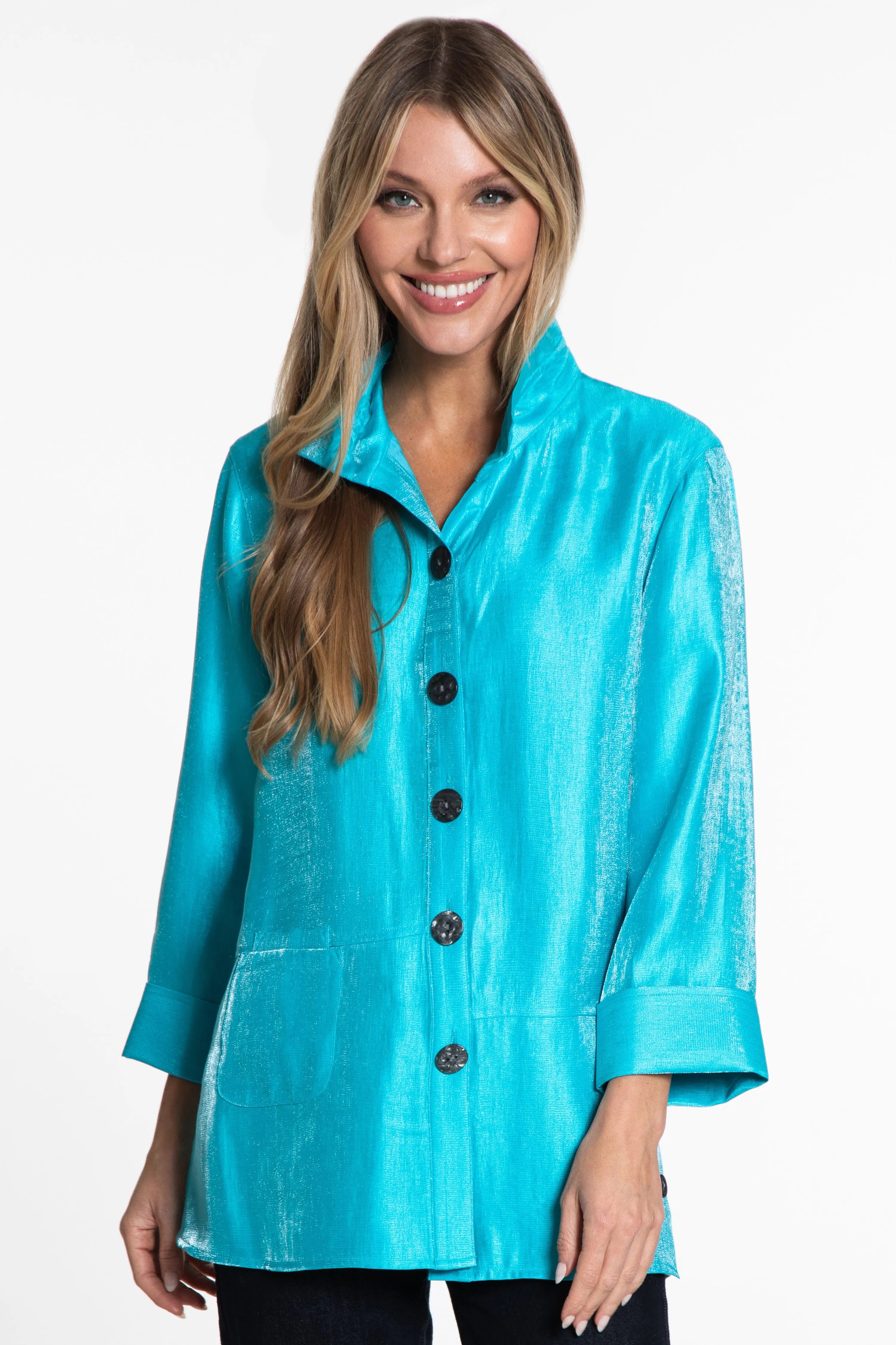 Wire Collar Shimmer Tunic - Turquoise sold by Ail Miles Clothing
