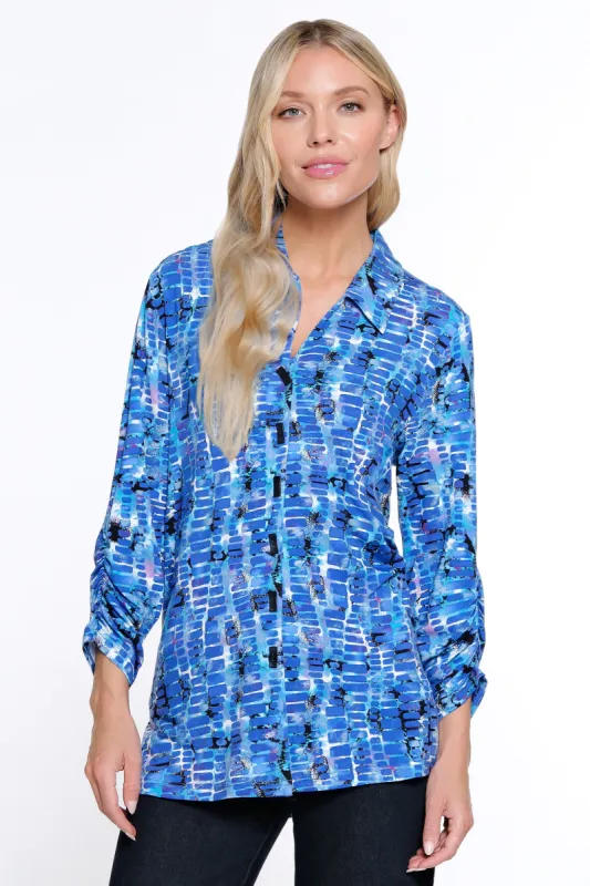 Printed Knit Tunic - Petite - Tile Multi made by Ail Miles Clothing