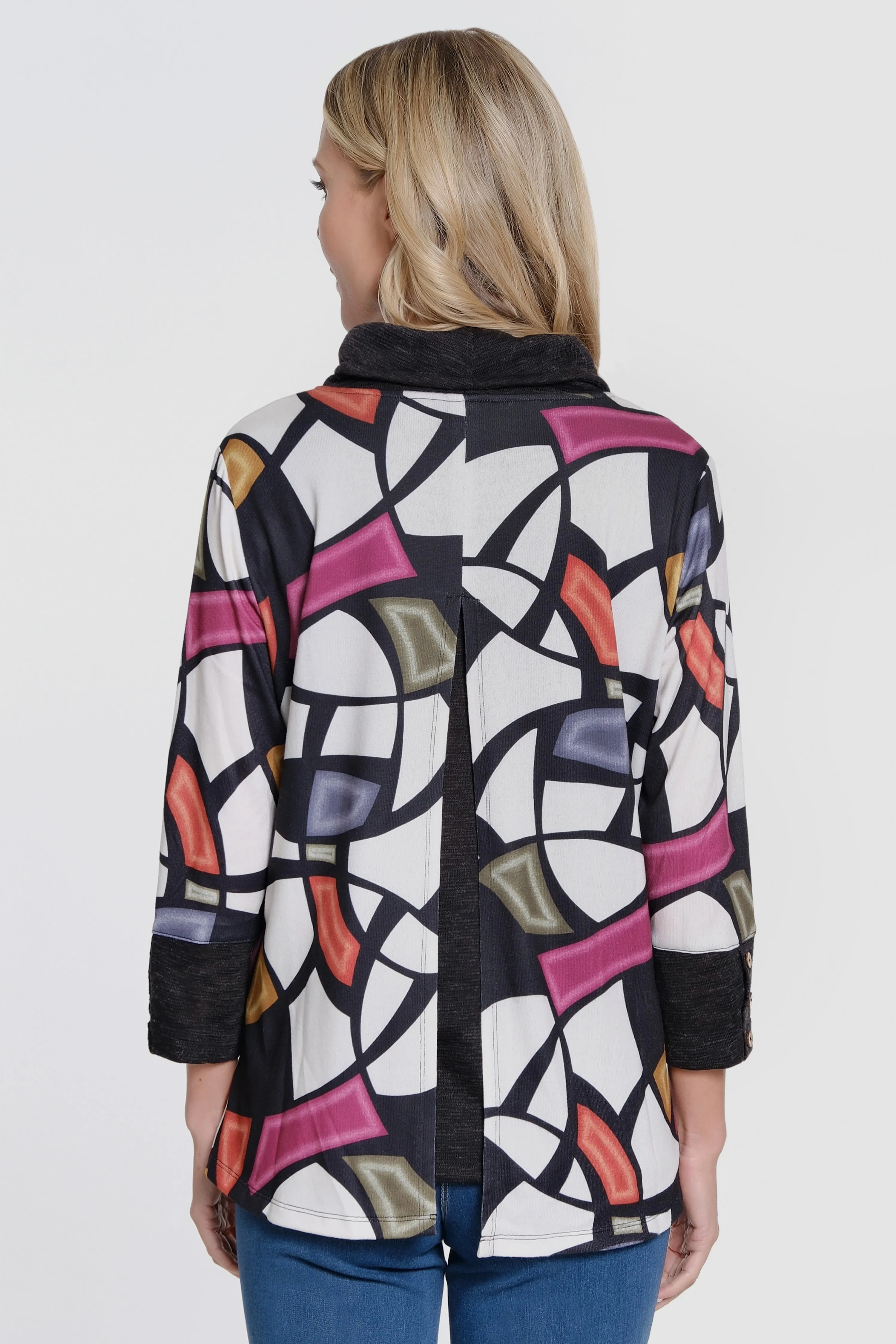 Printed Brushed Knit Double Layer Tunic - Geo Multi sold by Ail Miles Clothing product image thumbnail 2