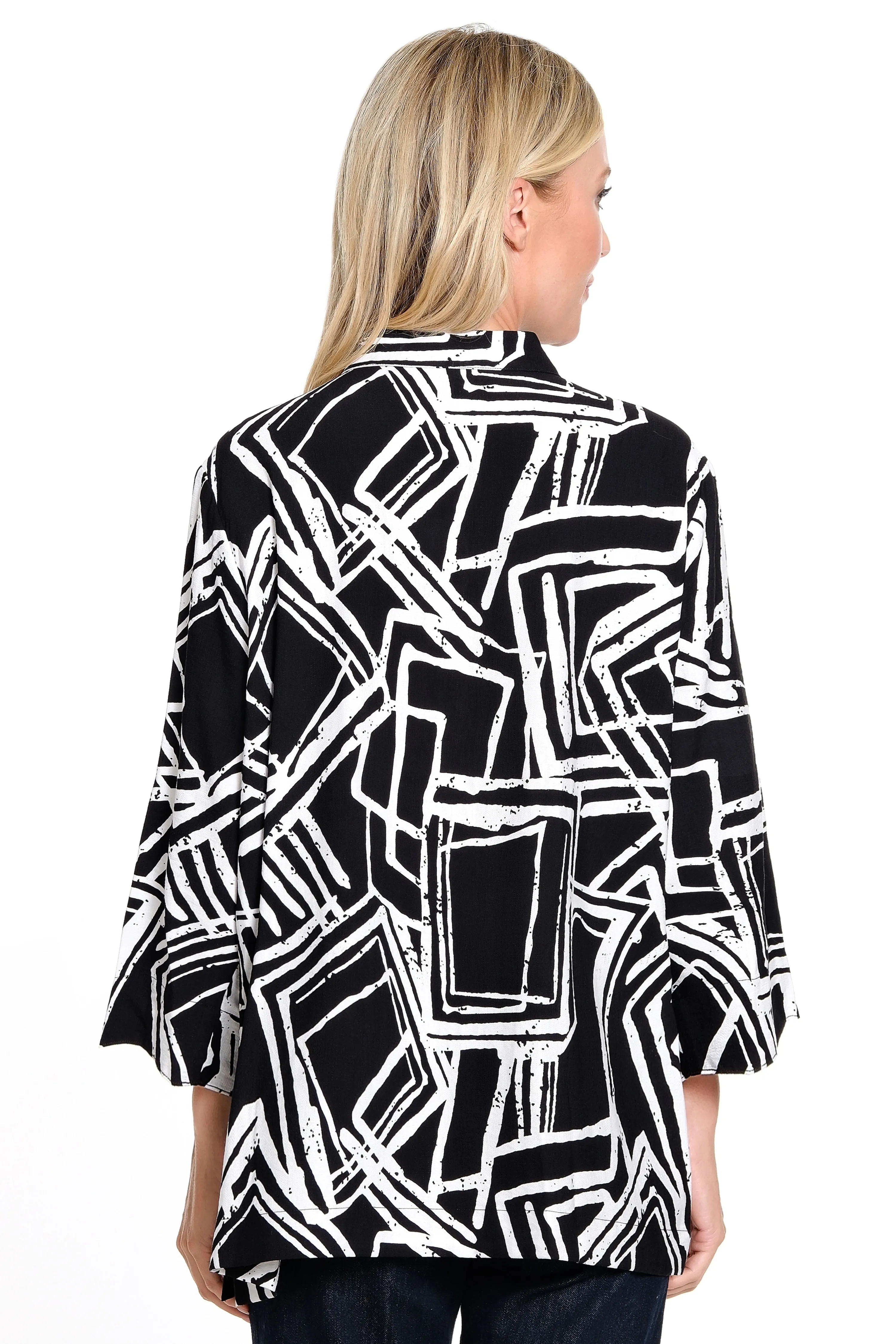 Woven Printed Jacket - Plus - Black & White Print sold by Ail Miles Clothing product image thumbnail 2
